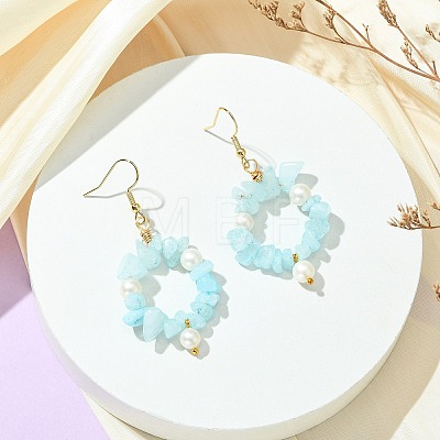 Natural White Jade Beaded Dangle Earrings EJEW-JE07215-02-1