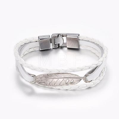 Leather Cord Multi-strand Bracelets BJEW-P169-H-1