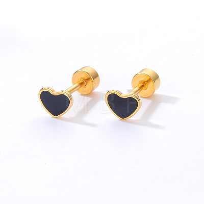 Stainless Steel Heart Screw Stud Earrings CN3729-6-1