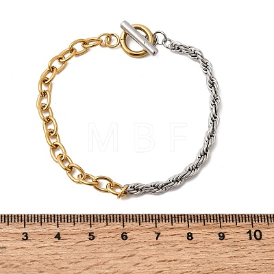 Two Tone 304 Stainless Steel Cable Chain & Rope Chain Bracelets for Women BJEW-G786-01GP-01-1