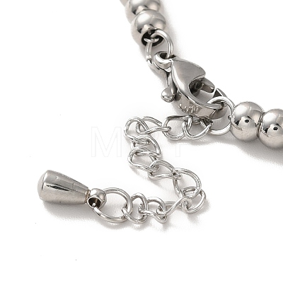 304 Stainless Steel Rhombus Charm Bracelet with Cubic Zirconia BJEW-B057-09P-1