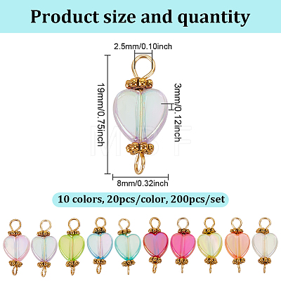 200Pcs 10 Colors Transparent Acrylic Pendants PALLOY-GO00013-1