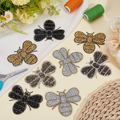 8Pcs 4 Colors Rhinestones Sew on/Iron on Patches DIY-GF0014-04-1