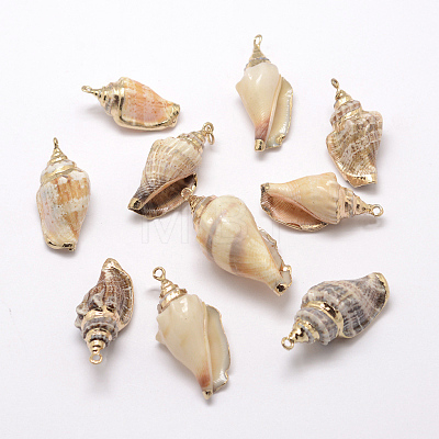 Golden Electroplated Conch Shell Pendants BSHE-M016-02-1