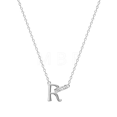 304 Stainless Steel Crystal Rhinestone Initial Pendant Necklaces FS-WGCEFCC-18-1