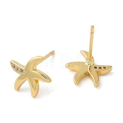Rack Plating Brass Starfish Stud Earrings EJEW-M235-05G-1