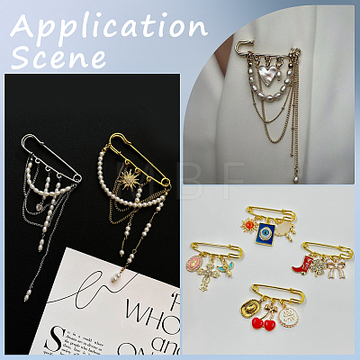 30Pcs Alloy Brooch Findings FIND-SC0022-86-1