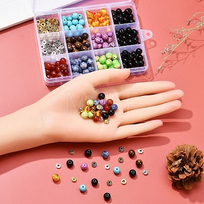 DIY Round Mixed Stone Beads Bracelet Making Kit DIY-YW0004-97-1