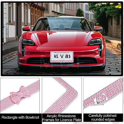 5 Sets 5 Colors Stainless Steel & Arcylic Rhinestone Frames for Licence Plate DIY-WA0001-32B-1