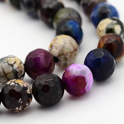 Natural Agate Round Bead Strands G-I136-8mm-13-1