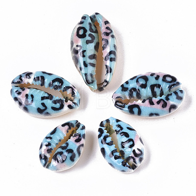Printed Natural Cowrie Shell Beads SSHEL-R047-01-B05-1