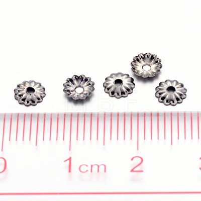 Black Iron Flower Bead Caps X-IFIN-D023-B-1
