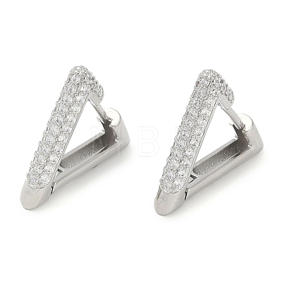 Rack Plating Triangle Brass Micro Pave Cubic Zirconia Hoop Earrings EJEW-Z059-14P-1