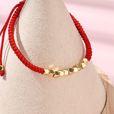 Polyester Cord Braided Bead Bracelets for Women Men BJEW-L698-02G-02-1