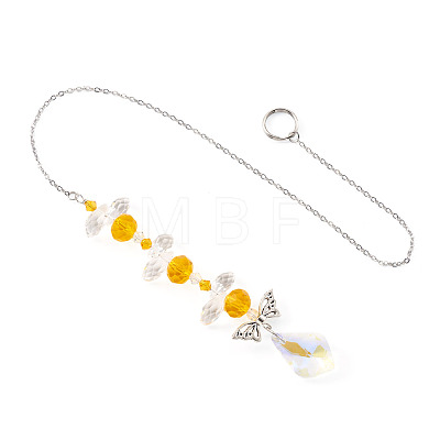 3Pcs Leaf Glass Hanging Suncatchers HJEW-TADJ0015-1