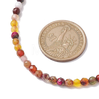 Faceted Round Natural Agate(Dyed & Heated) Beaded Necklaces for Women NJEW-JN04659-03-1