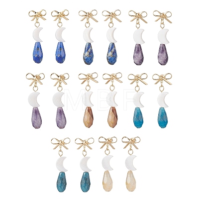 Brass Dangle Stud Earrings EJEW-JE06913-1