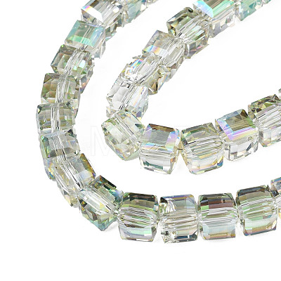 Electroplate Transparent Glass Beads Strands EGLA-N002-28-C02-1