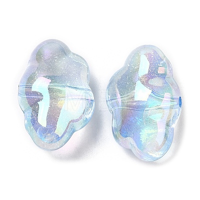 UV Plating Transparent Rainbow Iridescent Acrylic Beads OACR-C016-31B-1