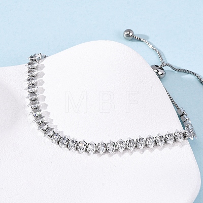 304 Stainless Steel with Clear Cubic Zirconia Link Chain Bracelets BJEW-G754-03P-04-1