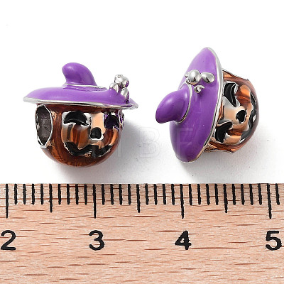 Halloween Rack Plating Brass Enamel European Beads KK-M280-01P-1