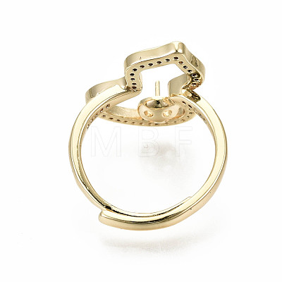 Brass Micro Pave Clear Cubic Zirconia Peg Bails Adjustable Finger Ring Settings KK-S356-173G-NF-1