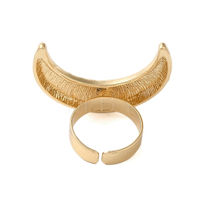 Textured Moon Alloy Open Cuff Rings RJEW-U006-03G-1