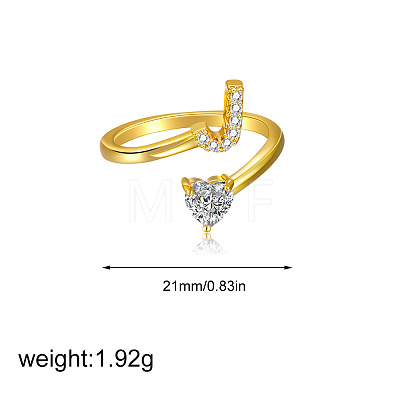 Brass Micro Pave Clear Cubic Zirconia Cuff Open Rings FS-WGF859A-17-1