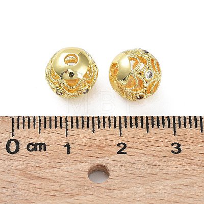Rack Plating Brass Micro Pave Clear Cubic Zirconia Beads KK-B078-10A-G18-1