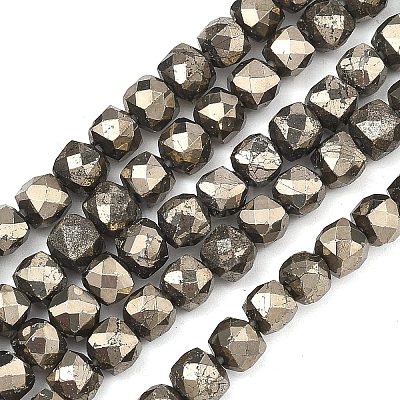 Natural Gold Pyrite/Golden Pyrite Beads Strands G-G458-G01-5x5mm-1