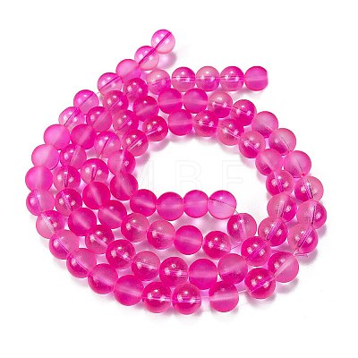 Frosted Transparent Glass Bead Strands GLAA-P065-10mm-11-1