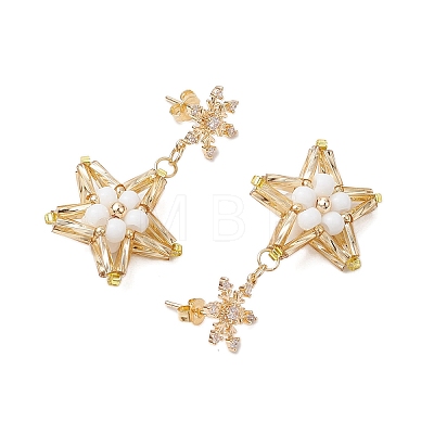 Glass Star Stud Earrings EJEW-MZ00256-04-1