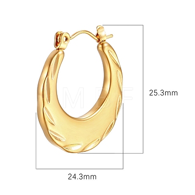 European and American Fashion Cross-border Floral Pattern Stainless Steel Oval Hoop Earrings PW-WG9963E-01-1