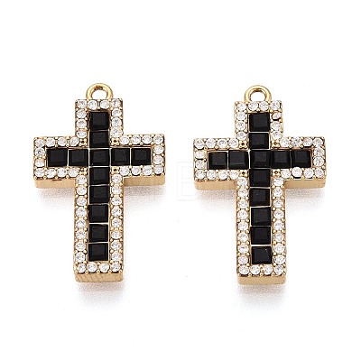 304 Stainless Steel Micro Pave Clear Cubic Zirconia Pendants STAS-N115-57G-1