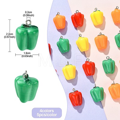 20Pcs 4 Colors Resin Imitation Vegetable Pendants RESI-YW0001-59-1