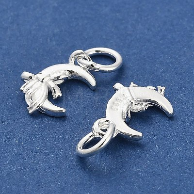 925 Sterling Silver Moon with Bowknot Charms STER-P071-05S-1