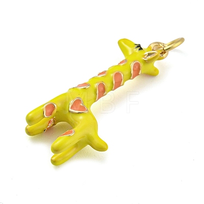 Giraffe Rack Plating Brass Enamel Pendants X-KK-Q804-15G-1