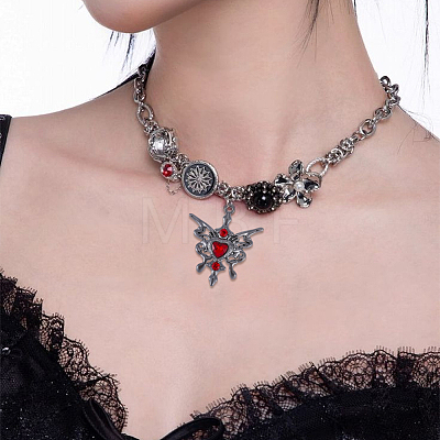 24Pcs 12 Styles Gothic Alloy Rhinestone/Acrylic/Enamel Pendants Sets FIND-SC0023-29-1