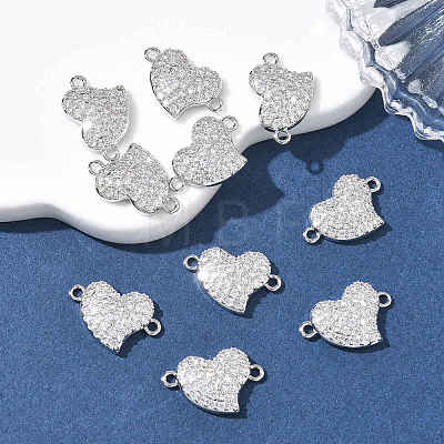 SHEGRACE Brass Micro Pave Clear Cubic Zirconia Connector Charms XGRQ3K904-563P-1