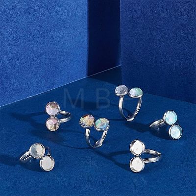 Unicraftale DIY Flat Round Blank Dome Cuff Ring Making Kit STAS-UN0039-45-1