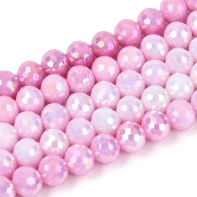 Anti-Tarnish Electroplate Glass Beads Strands X-GLAA-N056-6mm-08-1