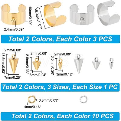 Unicraftale DIY Cone Charm Cuff Ring Making Kit STAS-UN0039-59-1