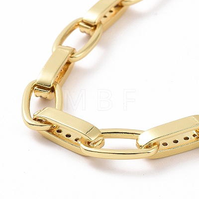 Clear Cubic Zirconia Oval Link Chain Bracelet BJEW-E015-01G-1