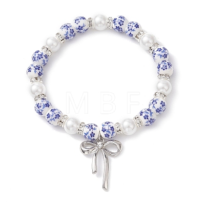 Brass Bowknot Charm Bracelets BJEW-JB12905-1