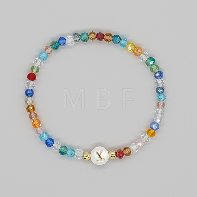Handmade Bohemian Colorful Faceted Rondelle Glass Beaded Stretch Bracelets UI5654-24-1