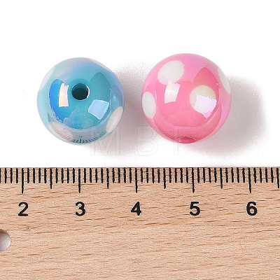 10Pcs UV Plating Colours Acrylic Beads OACR-S146-01E-1