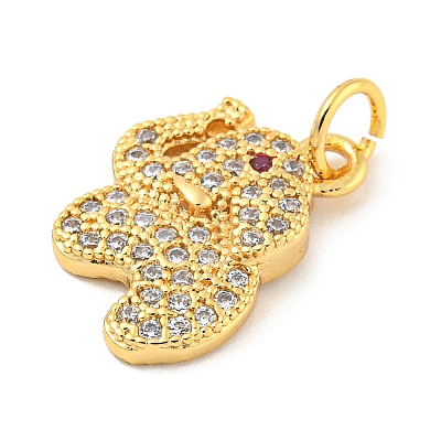 Rack Plating Brass Micro Pave Clear Cubic Zirconia Pendants KK-B093-02A-G-1