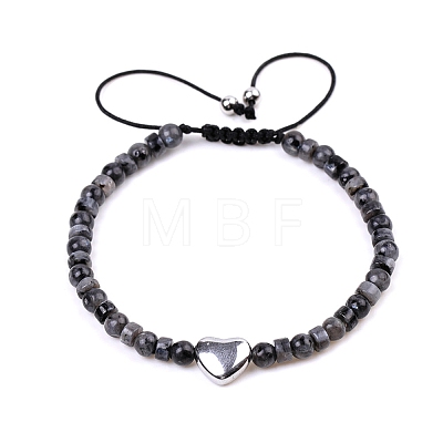 Natural Larvikite Braided Bead Bracelets for Women PW-WGAE96F-06-1