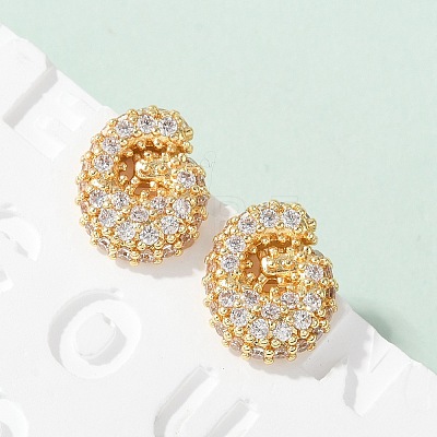 Brass Micro Pave Cubic Zirconia Stud Earrings EJEW-Z091-04G-G-1