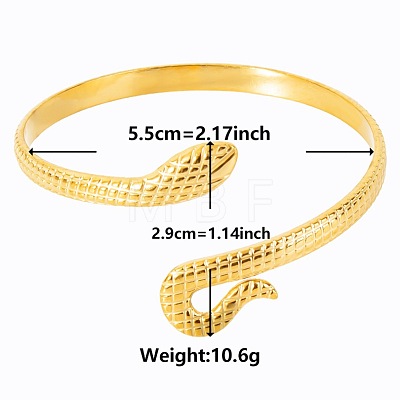 Stylish European and American Snake 304 Stainless Steel Cuff Bangles for Women SR4696-2-1